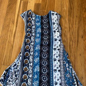 Attached Fabric Tie Patterned dress